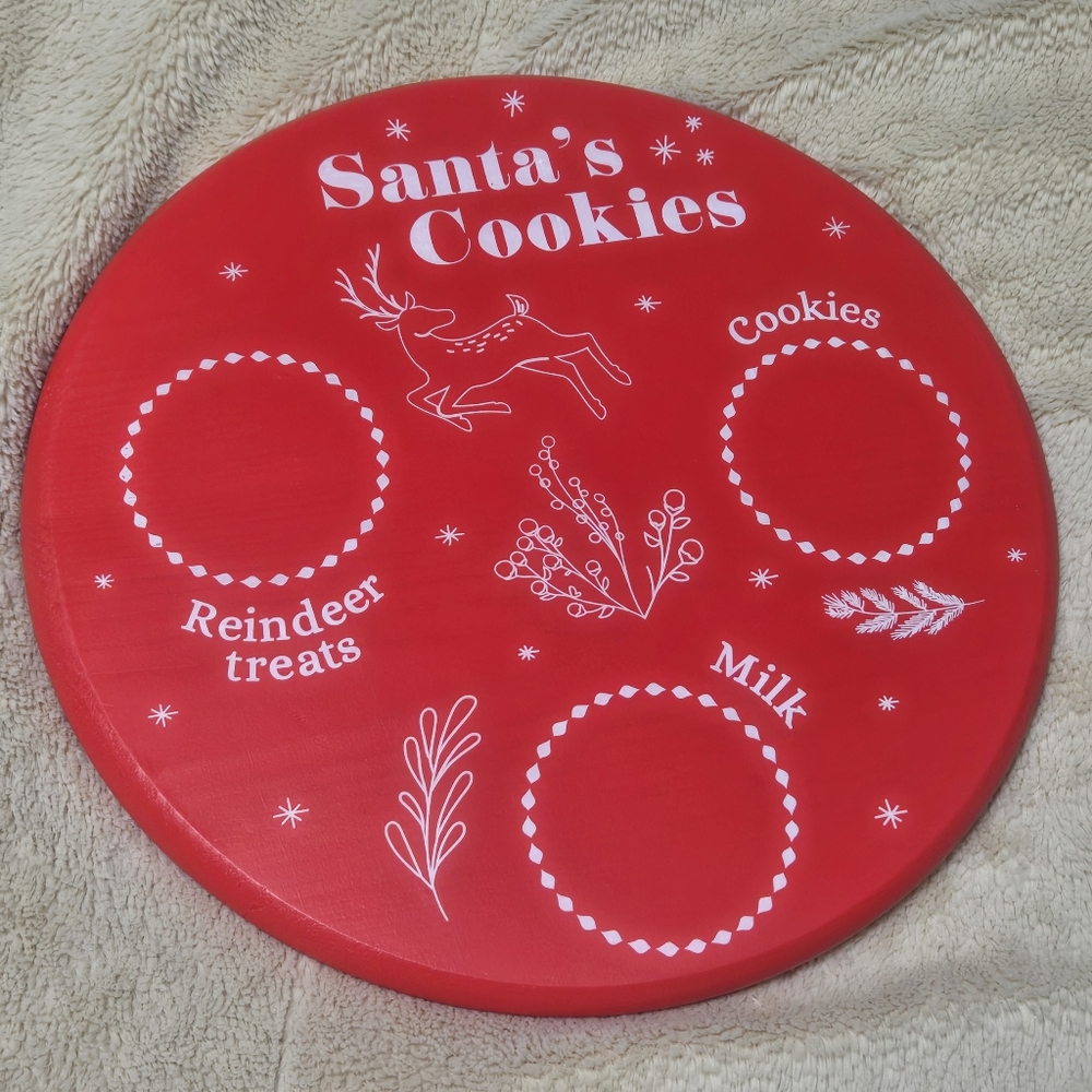 Treats for Santa Cookie Tray Christmas Eve Snack Tray SANTA'S COOKIE plate wood
